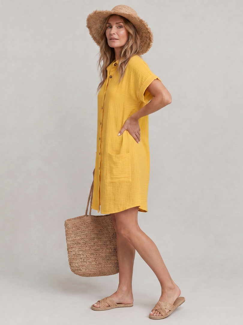 Women's Relaxed Fit Knee Length Dress with Pockets