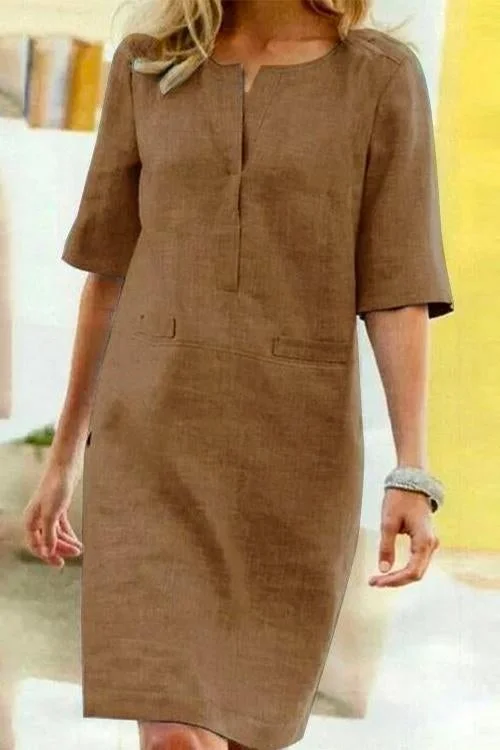 Alessandra Cotton and Linen Dress with Light Comfort - Elena Harper