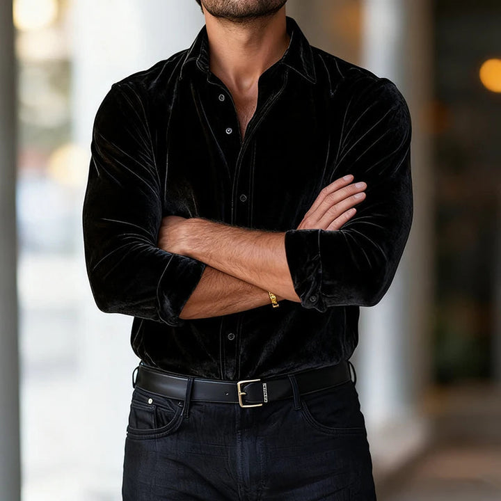 Classic Velvet Shirt for Men - Elena Harper