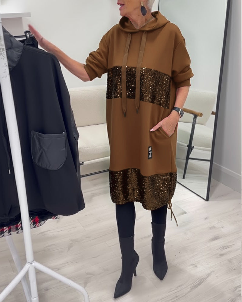 Mansherry Trendy Patchwork Hooded Dress - Elena Harper