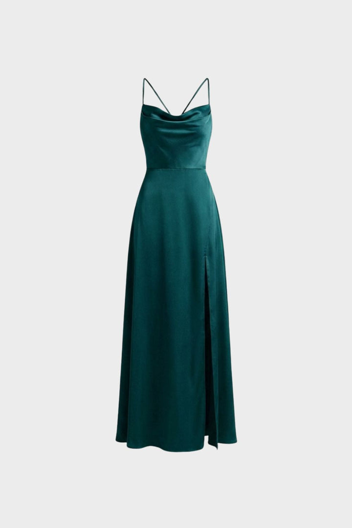 Women's Satin Evening Dress | Slit