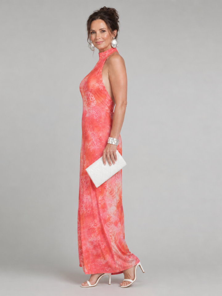 Coraline Halter Neck Printed Pattern Maxi Dress - Elena Harper
