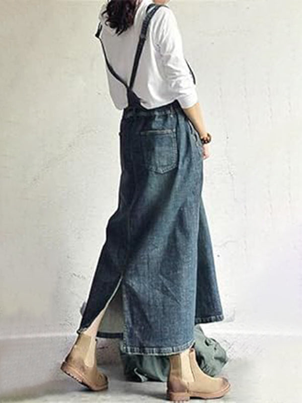 Casual Denim Dress with Back Slit