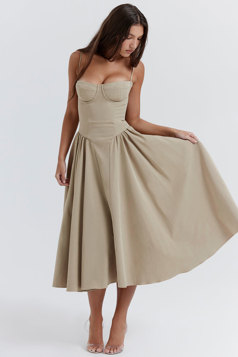Strapless Corset Dress with Fitted Bodice Ideal for Spring and Summer, view 4 - Elena Harper