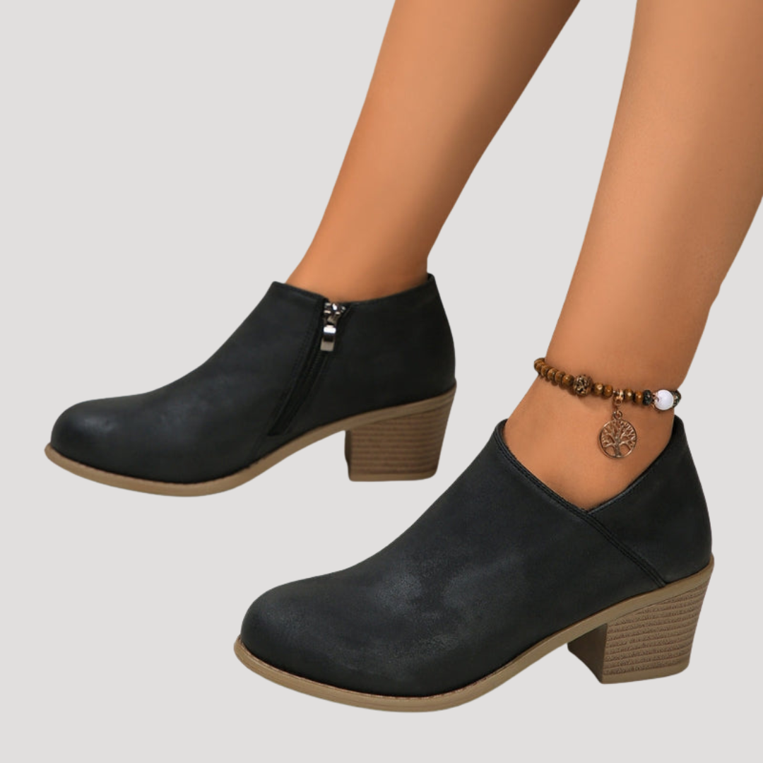 Women's Heeled Ankle Boots with Round Toe