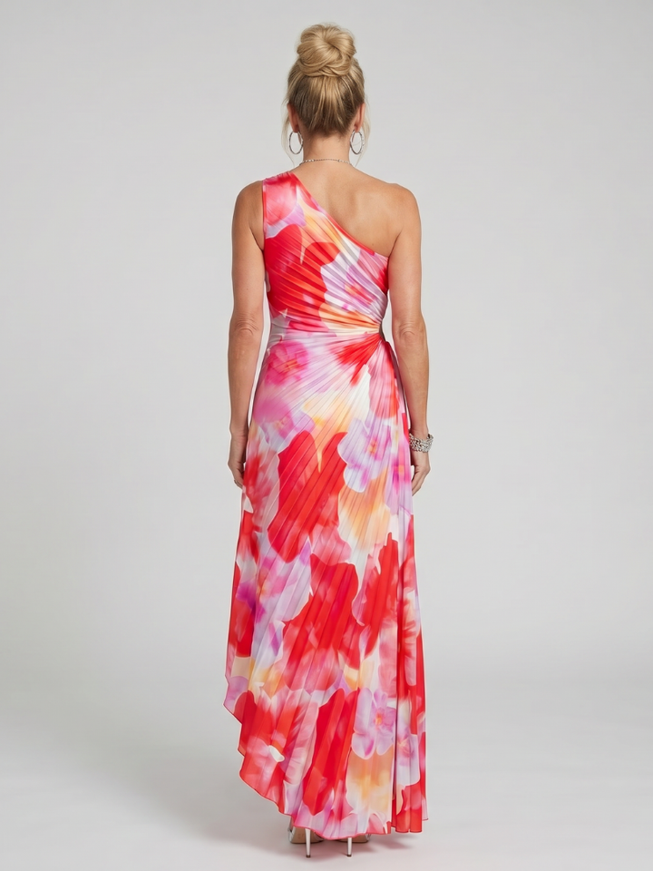 Taya One Shoulder Pleated Bodice Midi Dress - Elena Harper