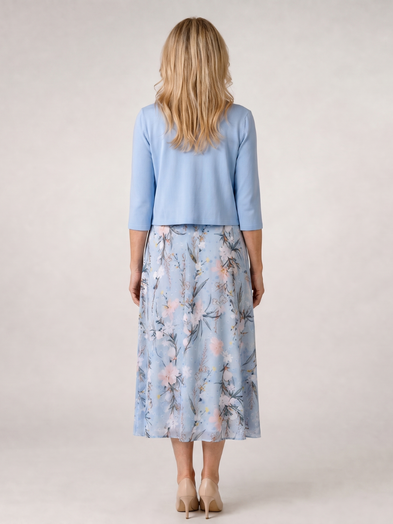 Celeste Floral Print Sleeveless Cropped Jacket Midi Dress - Elena Harper
