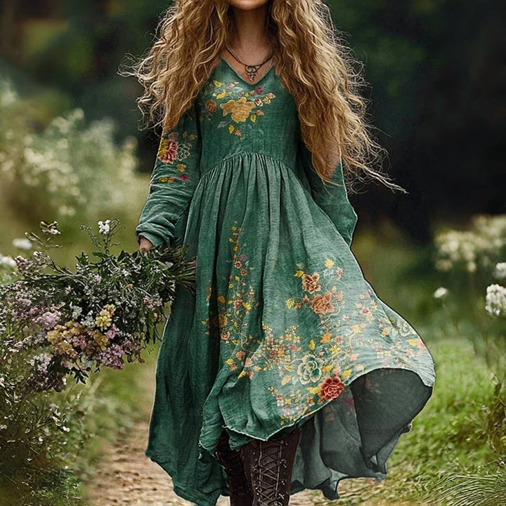 Anna™ - Vintage Floral Print Dress