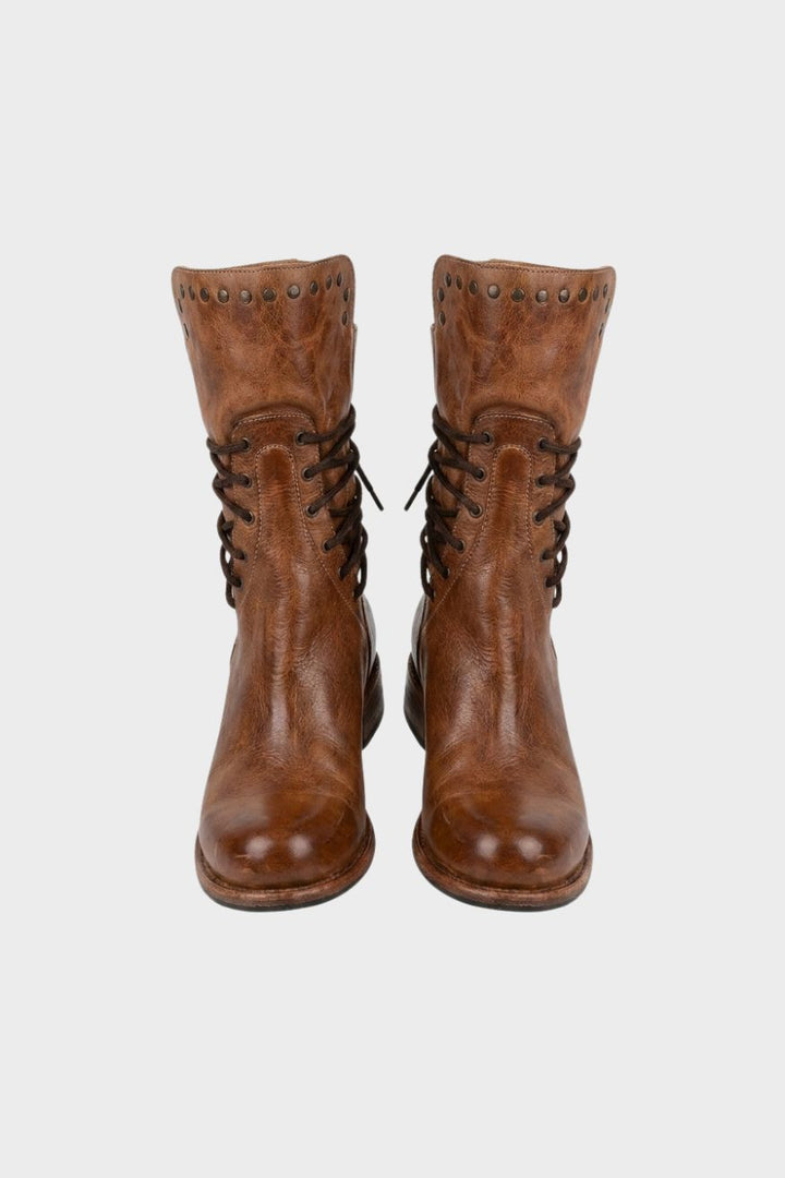Women's Calf-Height Lace-Up Boots | Round Toe