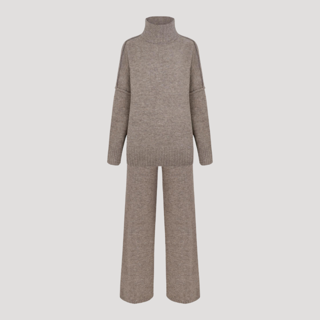 Women's Oversized Knit Sweater and Wide Leg Pants Set