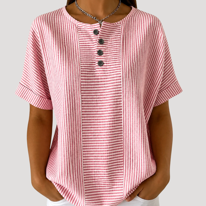 Women's Striped Button-Up Blouse