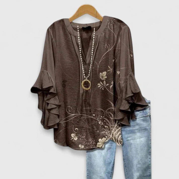 Viviane | Women's Floral Ruffle Sleeve Casual Top