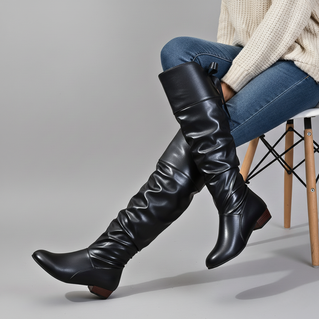 Patrena - High Knee Leather Boots