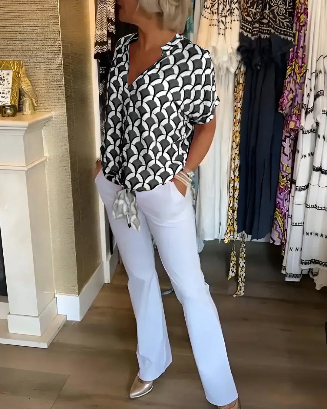 SOLVEIG STYLISH PRINTED BLOUSE