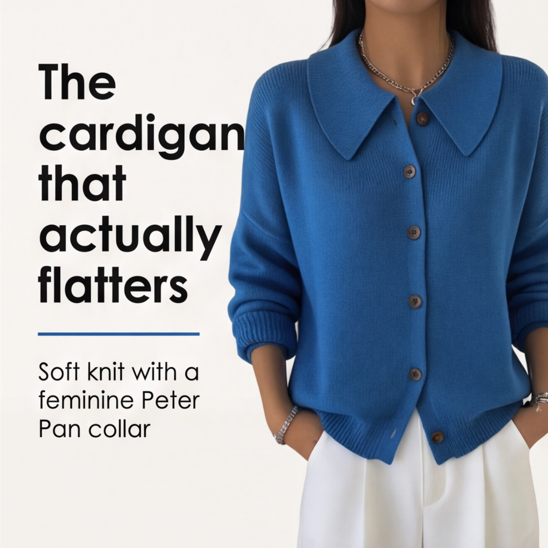Collete Women's Soft Knit Cardigan with Peter Pan Collar - Elena Harper