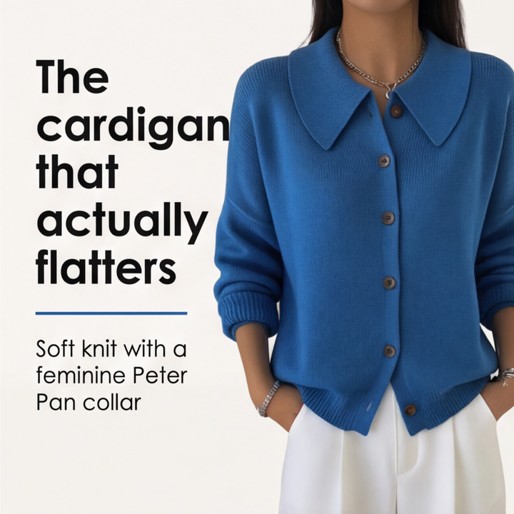 Collete Women's Soft Knit Cardigan with Peter Pan Collar - Elena Harper