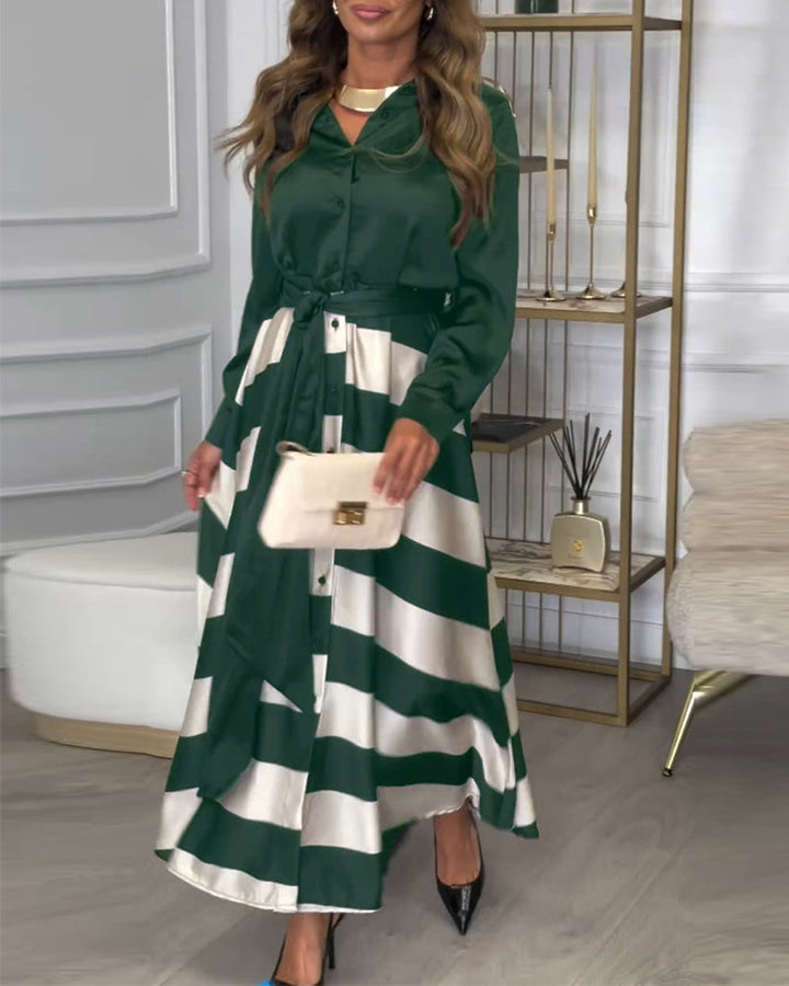 Ariana Striped Elegance Dress - Elena Harper