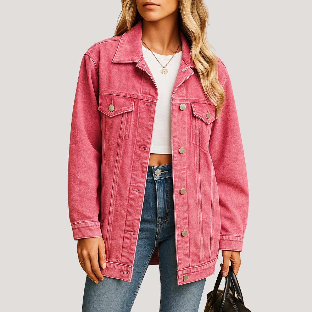 Women's Oversized Buttoned Denim Jacket
