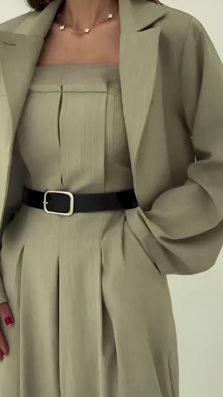 Zara™ | Two-Piece Set with Wide Trousers and Cropped Blazer