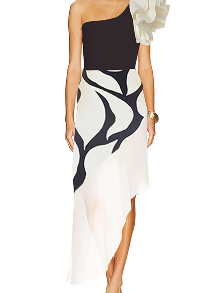 One Shoulder Ruffle Layer Retro Swimsuit - Elena Harper