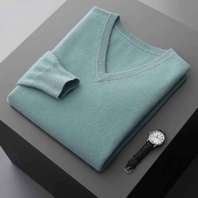 Men's Soft V-Neck Knit Sweater for All-Season Comfort