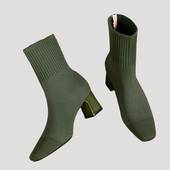 Women's Pointed Toe Ankle Boots with Square Heel