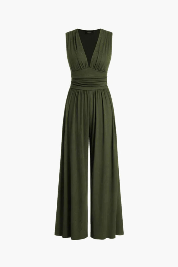 Elegant Modern Women's Jumpsuit - Chic V-Cut Neckline