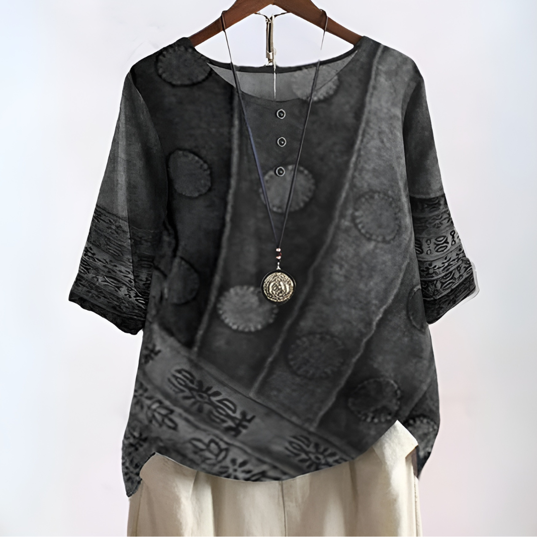 Demi - Casual Effortless Style Relaxed Fit Boho Shirt