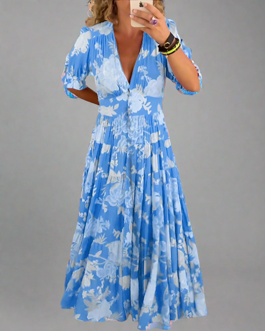 Mathilda Floral Day Dress with Hidden Pockets and Feminine Cut - Elena Harper