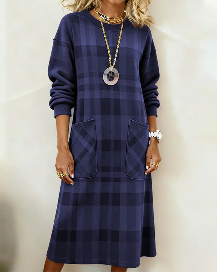 Kathrine Elegant Plaid Dress - Elena Harper