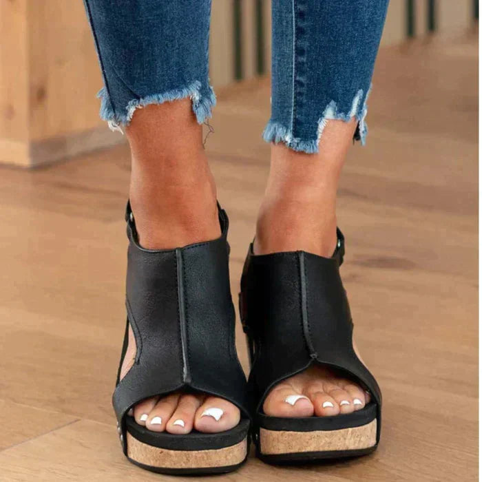 Lavender Comfortable Wedge Sandals, view 2 - Elena Harper