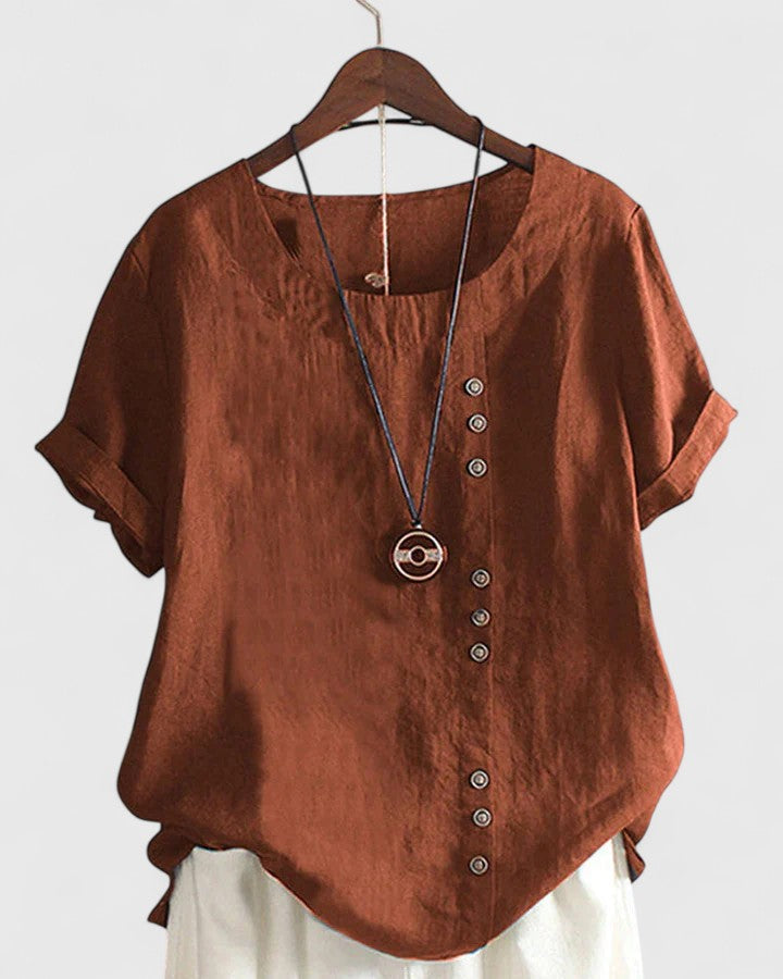 Elisavie Comfortable Short Sleeve Blouse - Elena Harper