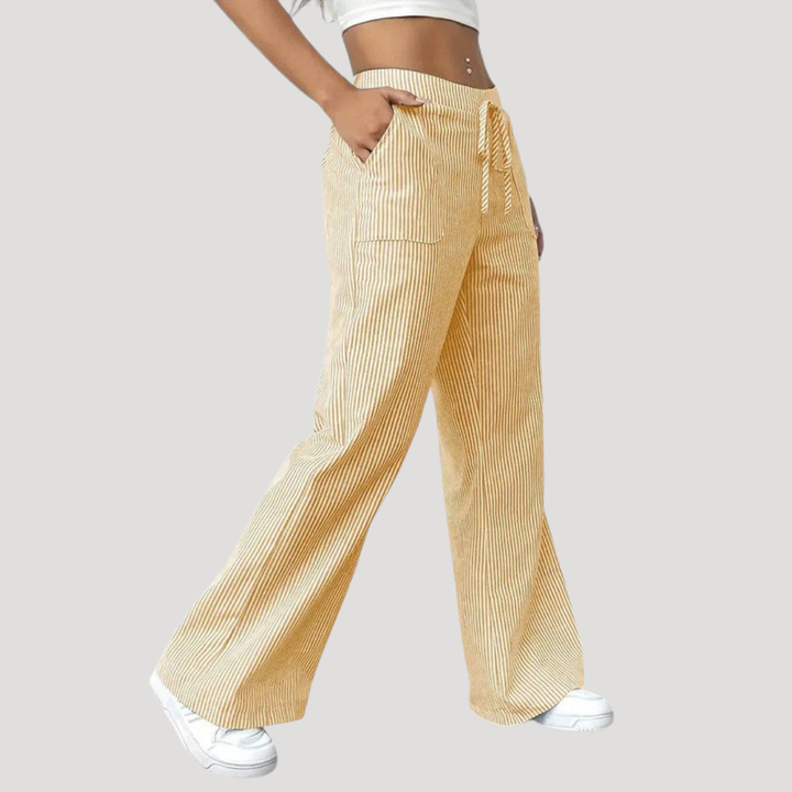 Women's Casual Wide Leg Striped Pants