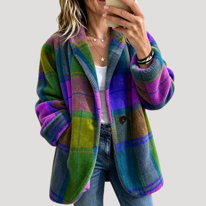 Oversized Checkered Women's Jacket