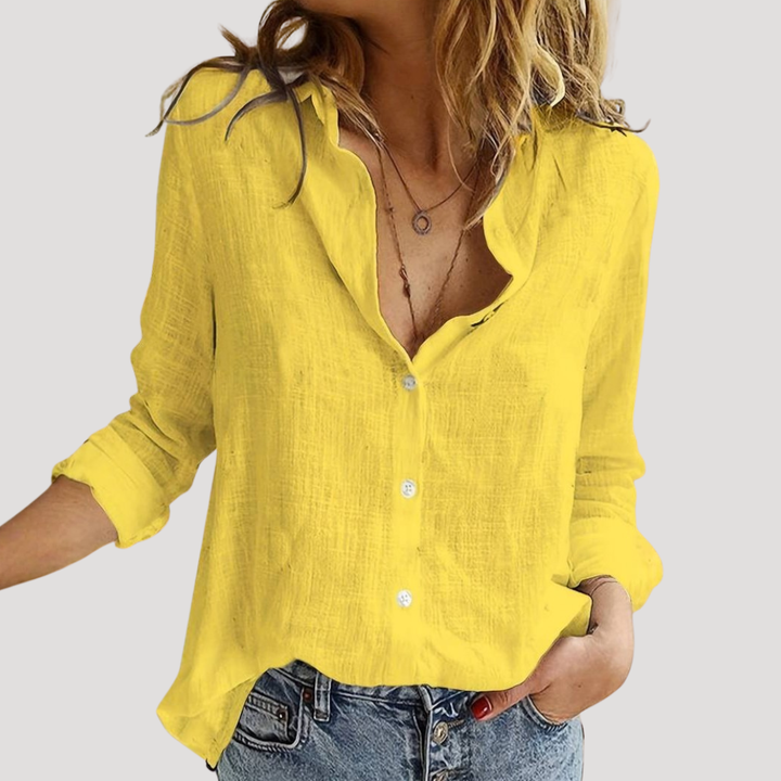 Light and Breathable Linen Blouse with Long Sleeves