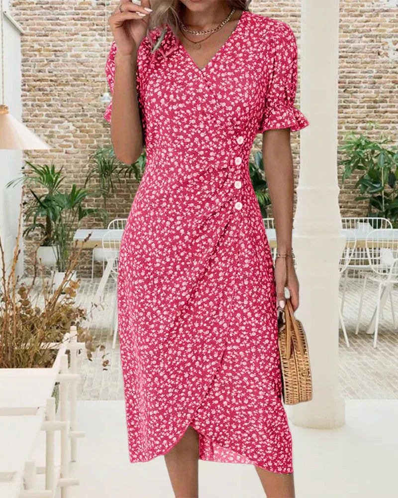 Leah Dress with Buttons and Ruffles, view 8 - Elena Harper