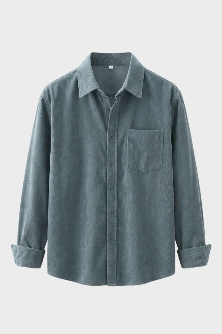 Men's Cord Shirt with Button Placket and Chest Pocket