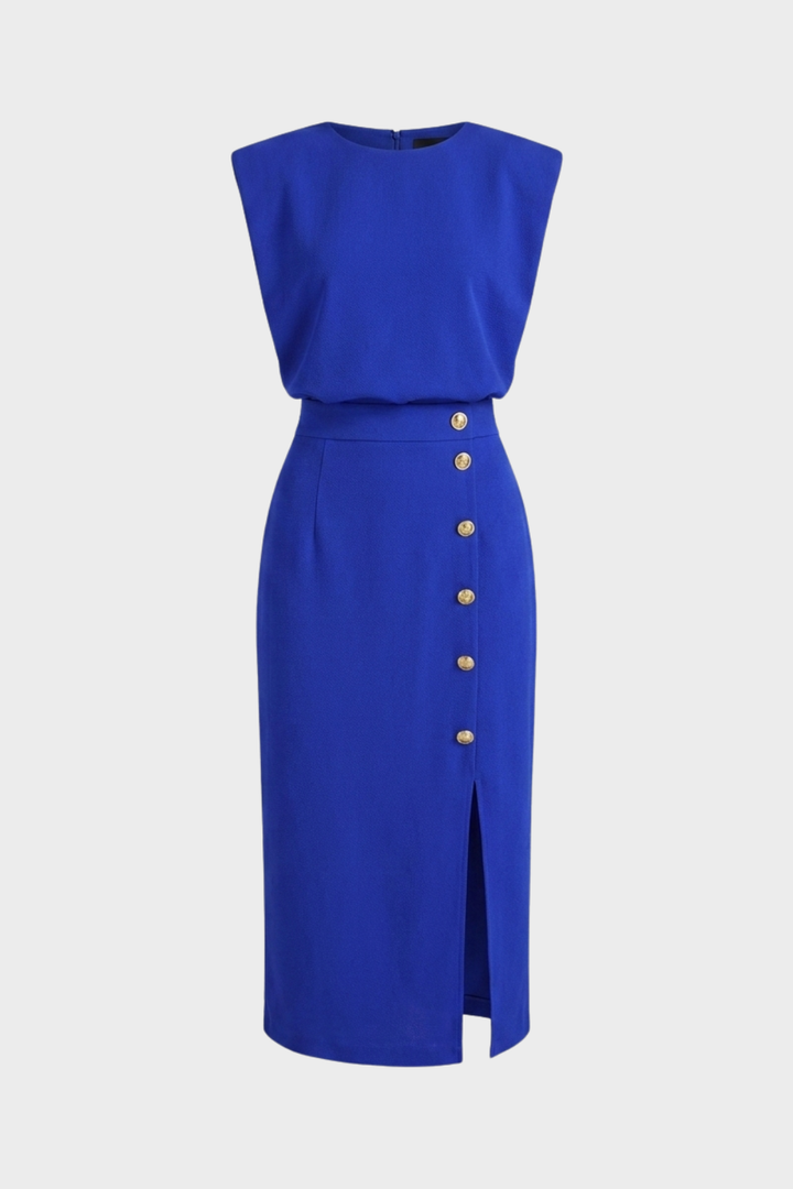 Women's Midi Dress Button | Sleeveless