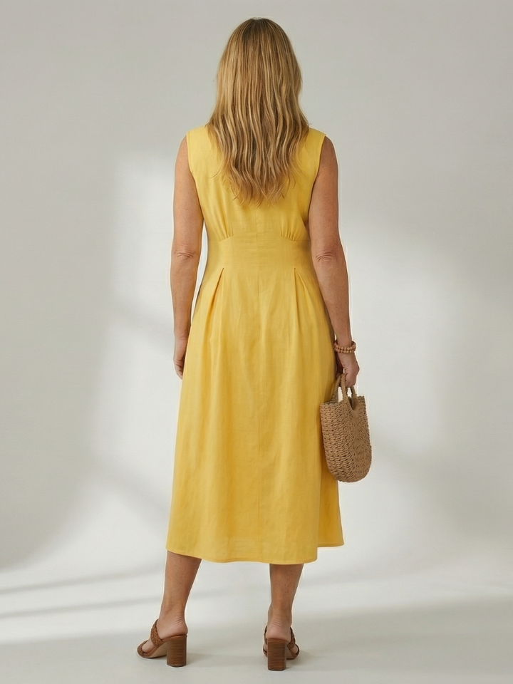 Celyn Stack Button Midi Dress - Elena Harper