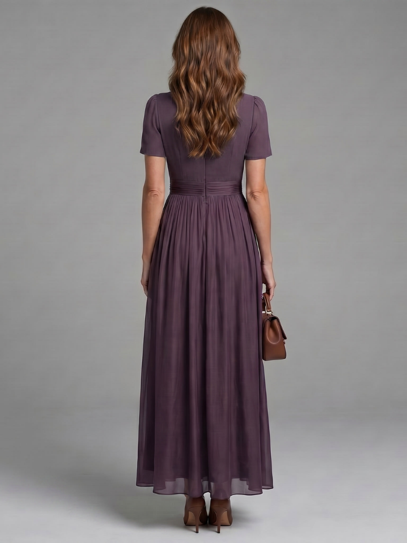 Elia Gathered Waist Keyhole Maxi Dress - Elena Harper