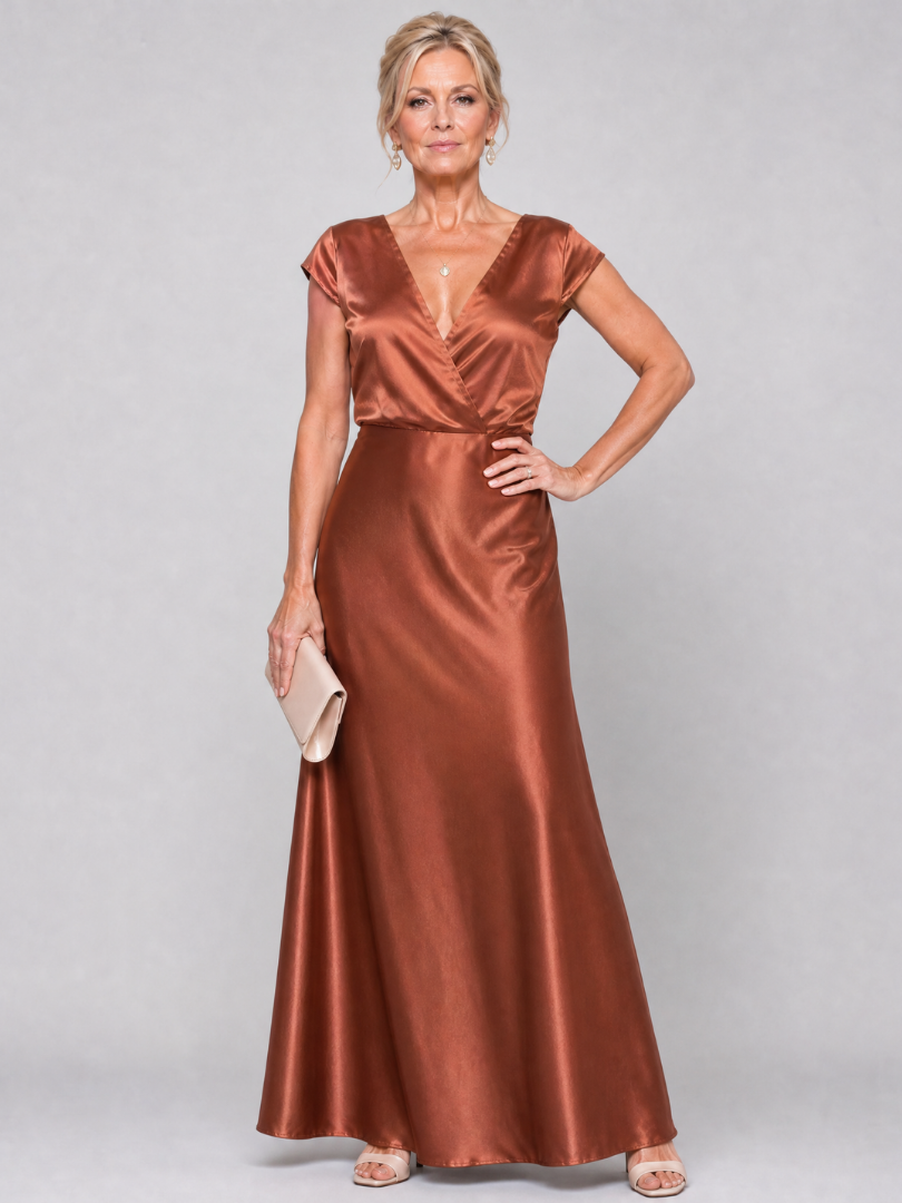 Samouse Cap Sleeve Wrap Bodice Maxi Dress - Elena Harper