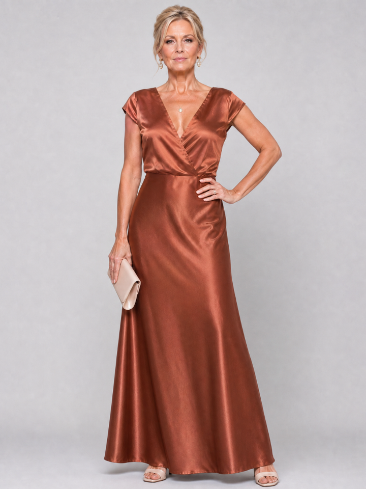 Samouse Cap Sleeve Wrap Bodice Maxi Dress - Elena Harper