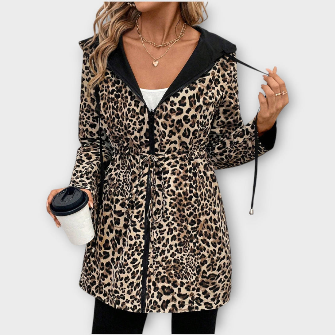 Reversible Coat with Hood and Leopard Print - Elena Harper