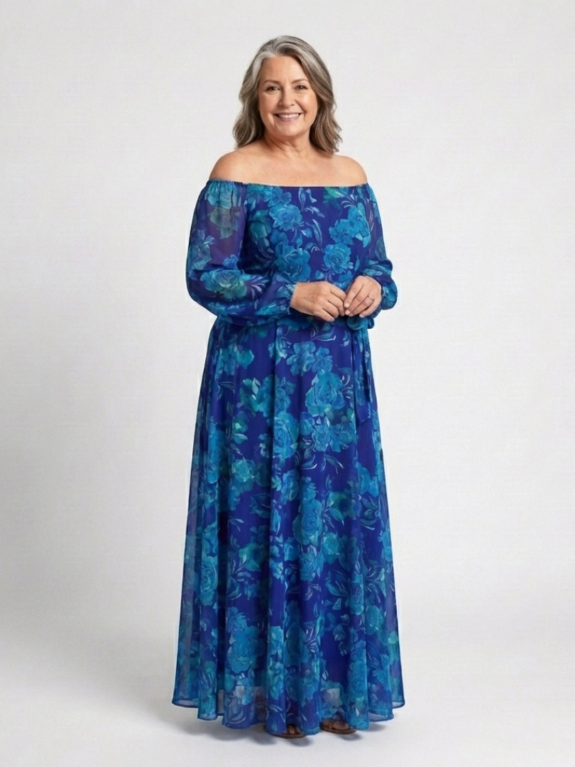 Aspen Off Shoulder Floral Maxi Dress - Elena Harper