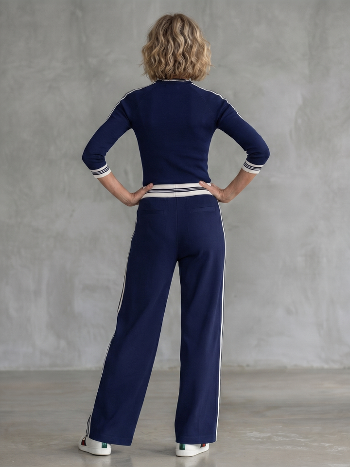 Eirlys Fitted Long Sleeve Top Wide Leg Pants Set - Elena Harper