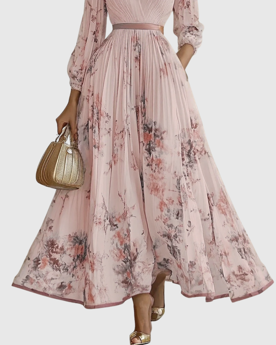 Rowella Elegant Pleated Maxi Dress - Elena Harper