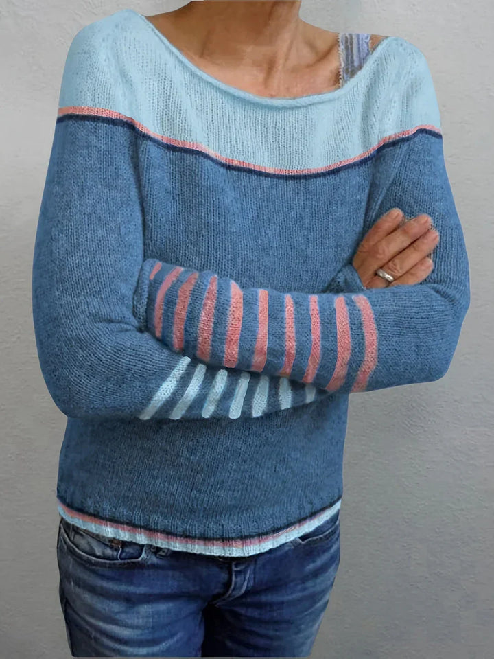 Talithia Striped Knit Sweater with Long Sleeves, view 7 - Elena Harper