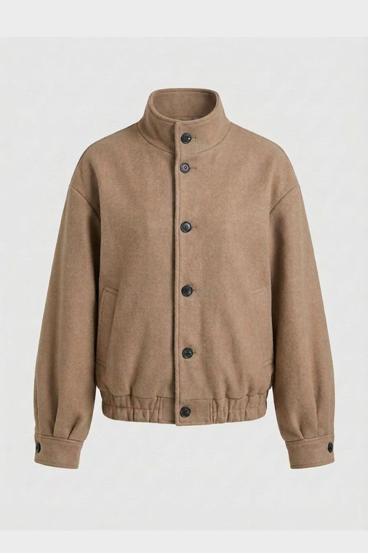 Men's Bomber Jacket | Stand-Up Collar & Button Placket