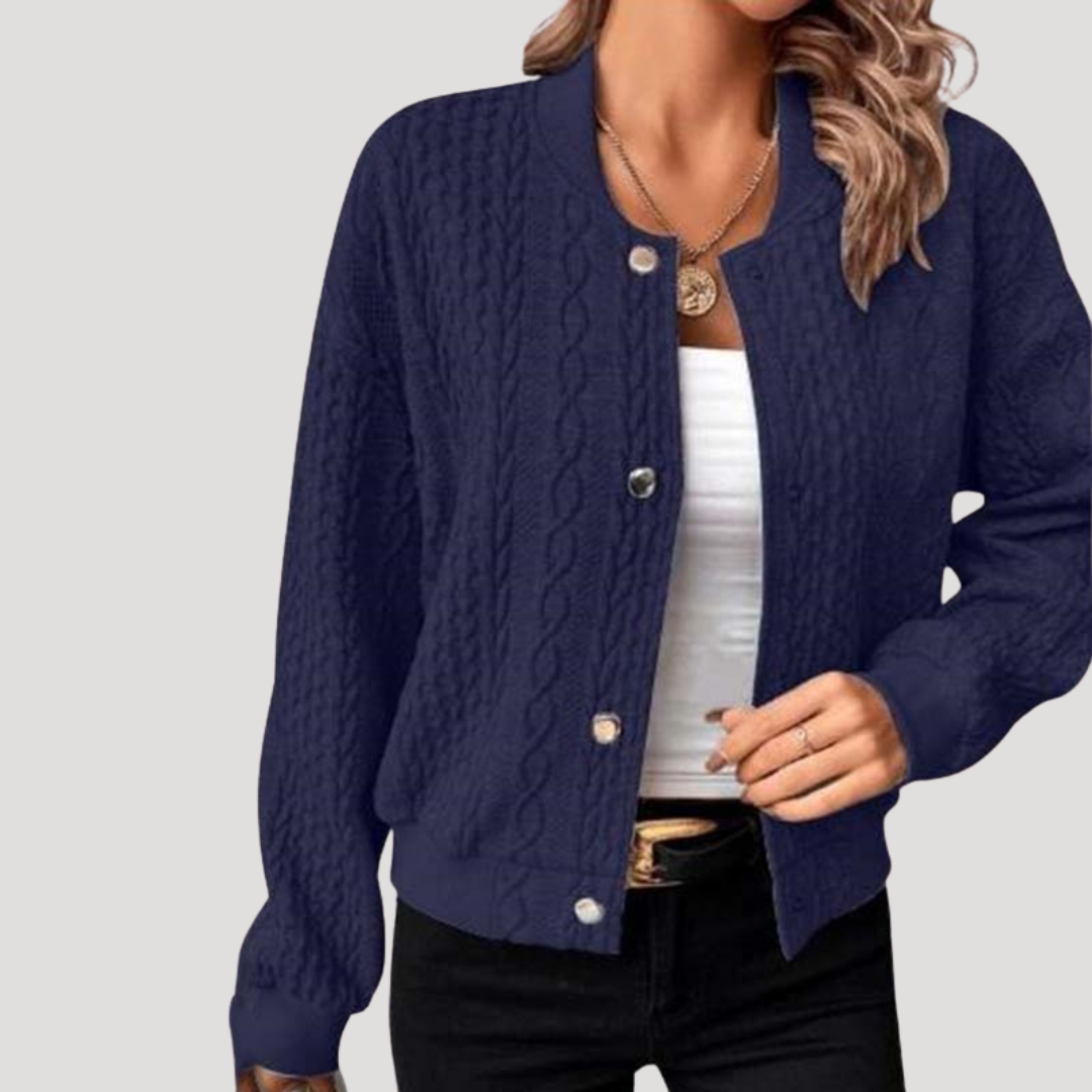 Women's Buttoned Cable Knit Cardigan