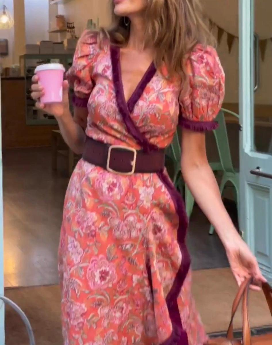 Elegant Pink Short Sleeve Maxi Dress - Elena Harper